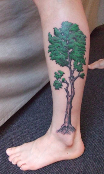Awesome Tree Tattoo On Left Leg Calf By Marta Adavesseth Wist