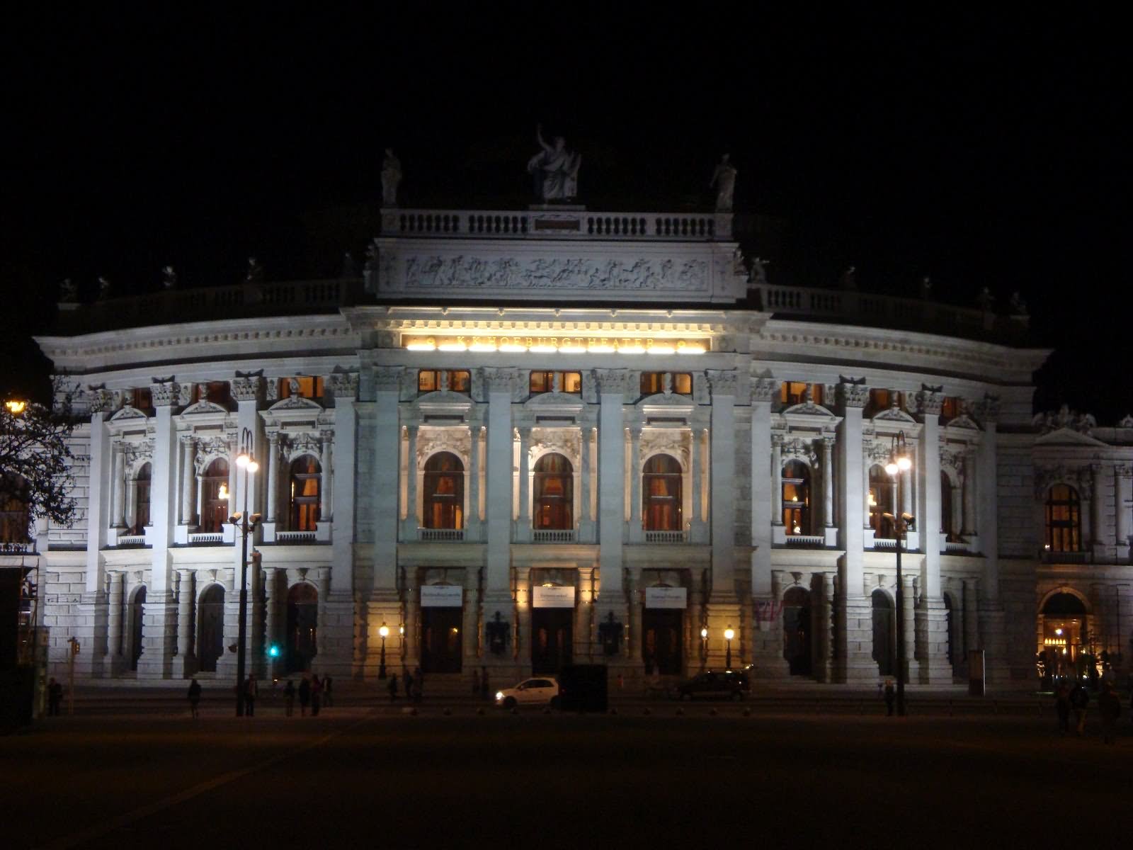 Beautiful Night Picture Of The Burgtheater In Vienna, Austria
