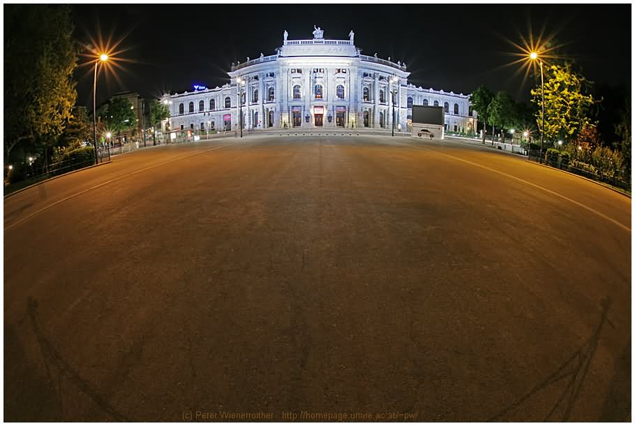 Beautiful Night View Of The Burgtheater In Vienna
