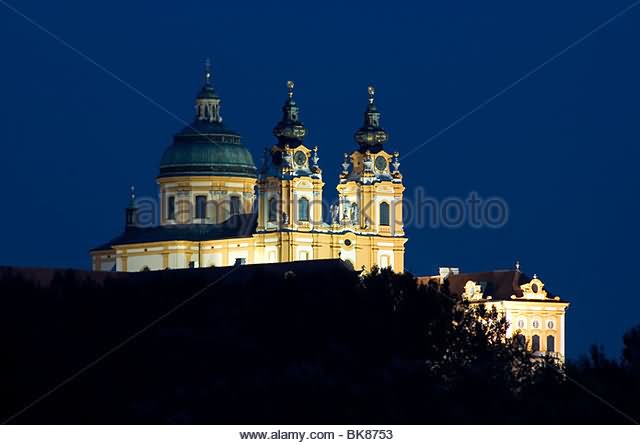 Beautiful Picture Of The Melk Abbey During Night