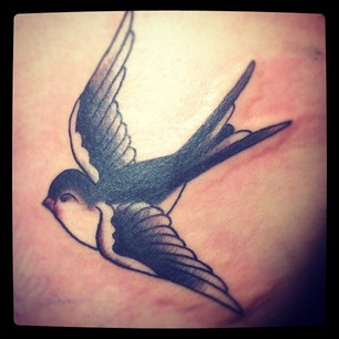 Black And White Sparrow Tattoo