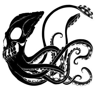 Black And White Squid Skull Tattoo Design