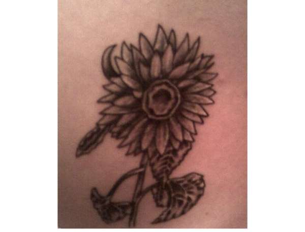 Black Ink Dahlia Flower Tattoo Design