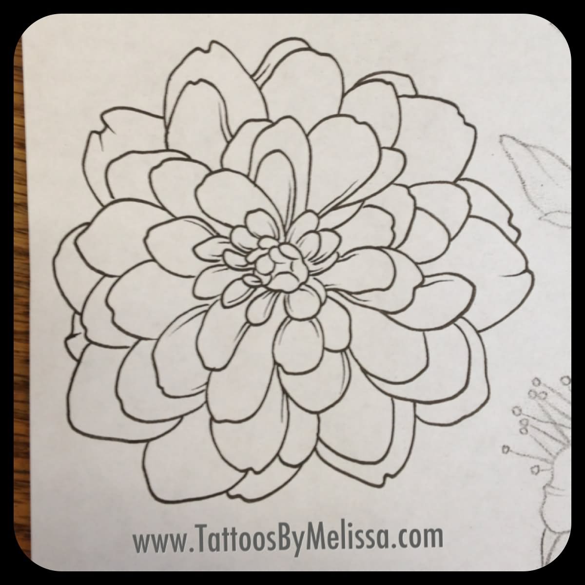 Black Outline Dahlia Flower Tattoo Stencil