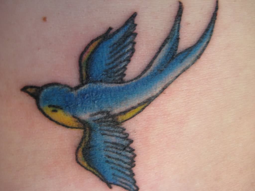Blue Ink Sparrow Tattoo