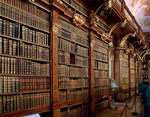Books Library Inside The Melk Abbey In Austria