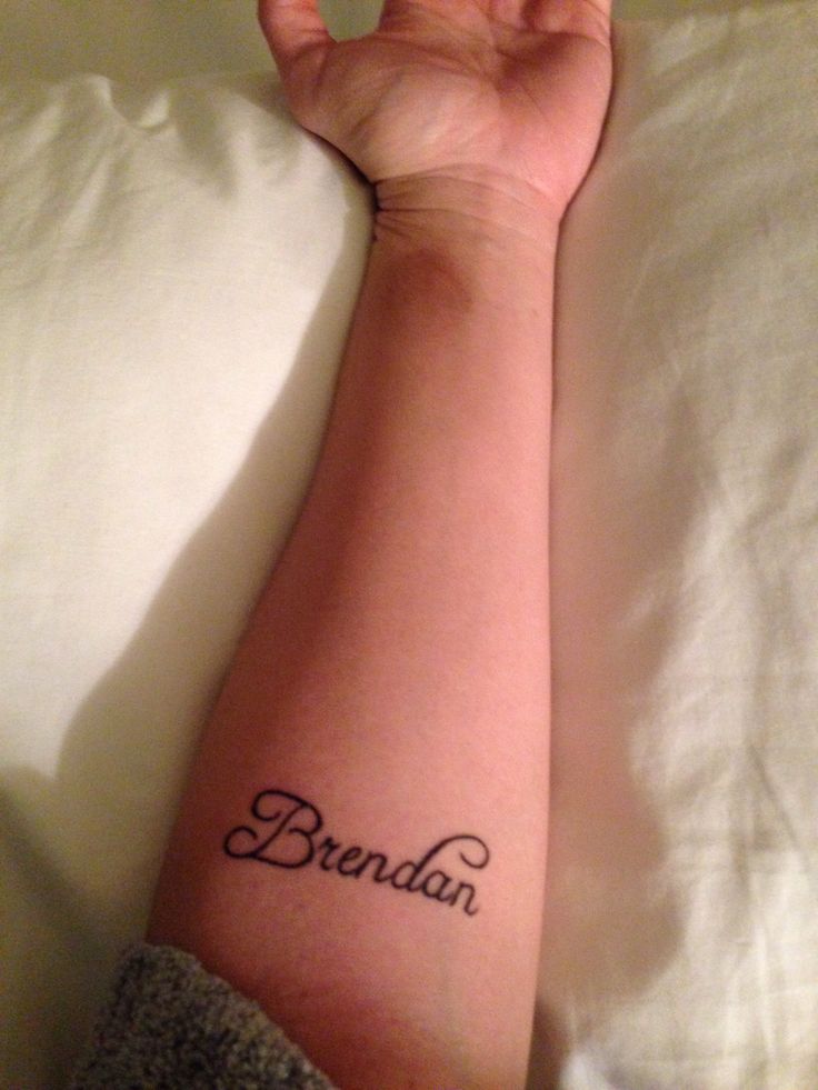 Brendan Name Tattoo On Left Forearm
