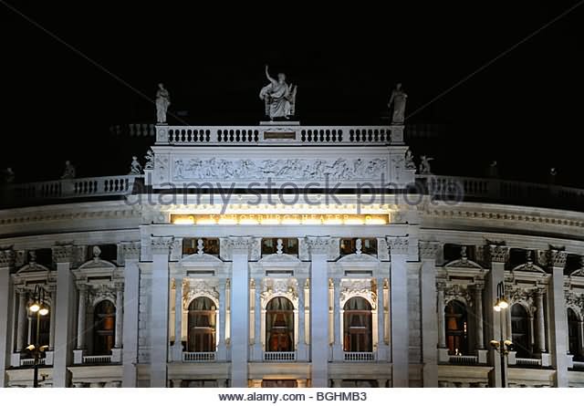 Burgtheater At Night In Vienna, Austria