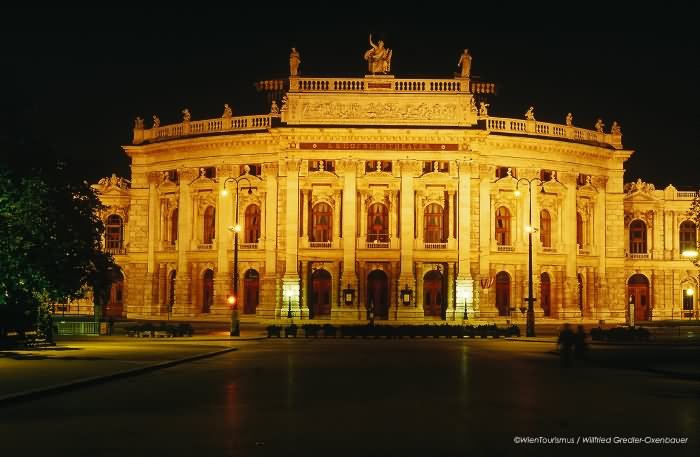 Burgtheater In Vienna At Night