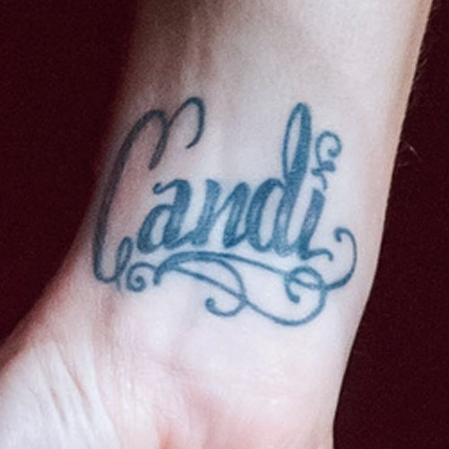 Candi Name Tattoo On Wrist