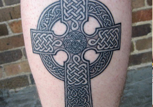 Celtic Cross Tattoo Design Leg Calf