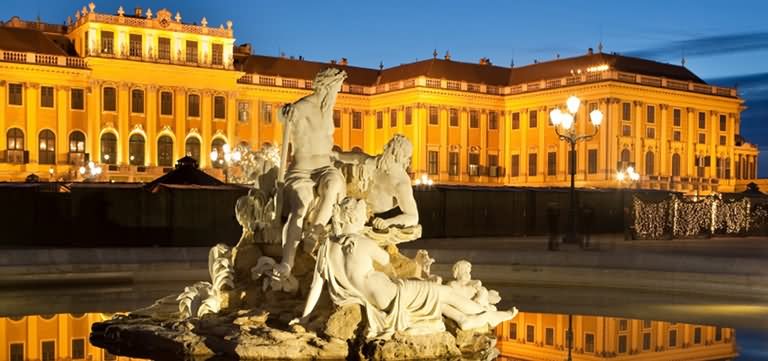 Closeup Of Fountain Sculptures At The Schonbrunn Palace In Vienna, Austria
