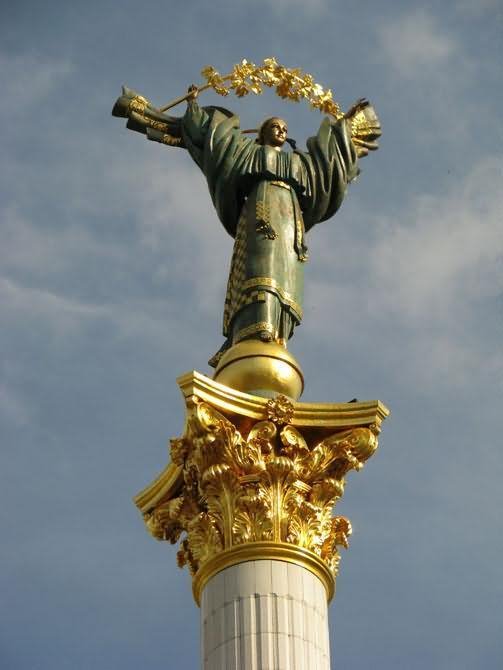 Closeup Of The Independence Monument At The Maidan Nezalezhnosti Square