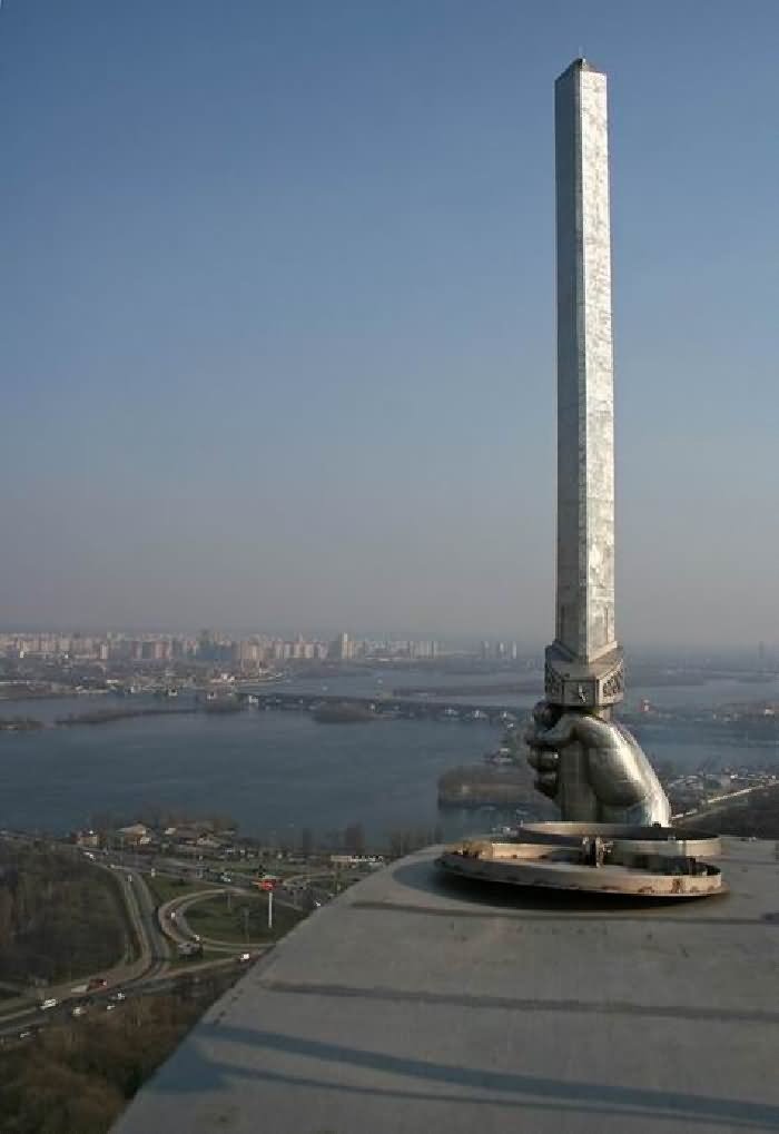 Closeup Of The Sword Of The Mother Motherland Sculpture In Kiev, Ukraine