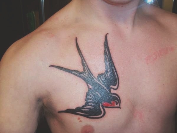 Color Sparrow Tattoo On Right Front Shoulder