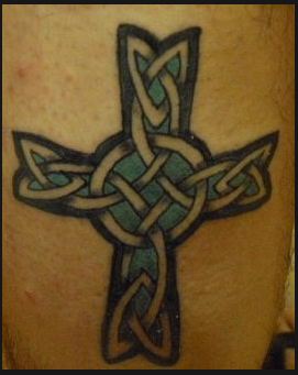 Cool Celtic Cross Tattoo Design For Leg Calf