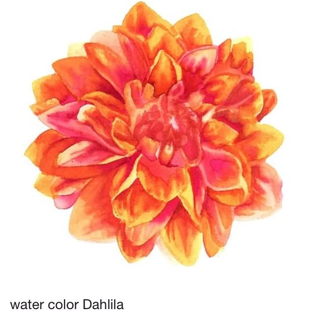 Cool Watercolor Dahlia Flower Tattoo Design