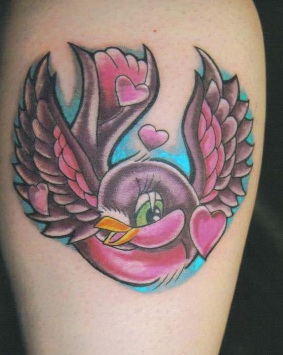 Cute Colorful Sparrow Tattoo