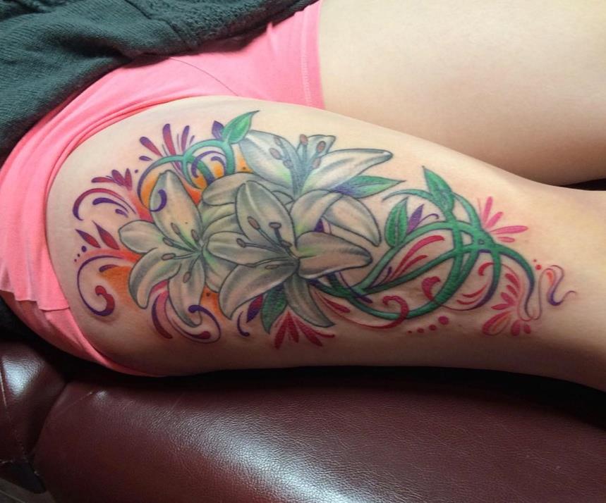 Watercolor Thigh Tattoos - wide 2