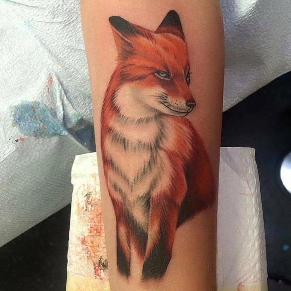 Cute Fox Tattoo On Forearm