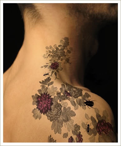Dahlia Flower Tattoo On Right Back Shoulder