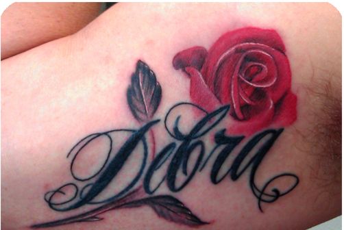 Debra Name With Rose Tattoo Design