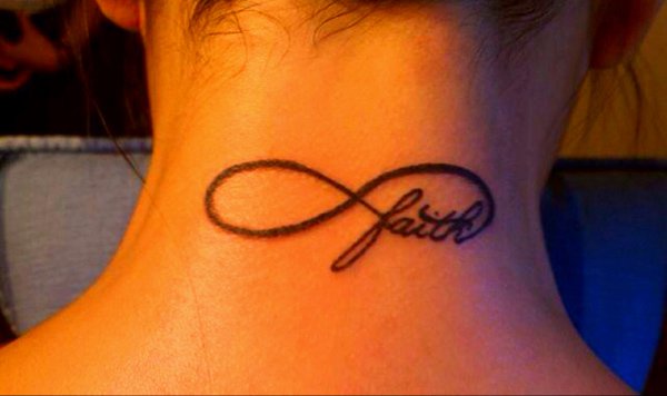 Faith Infinity Tattoo On Back Neck
