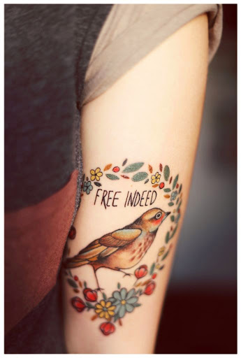 Free Indeed Sparrow Tattoo On Left Bicep