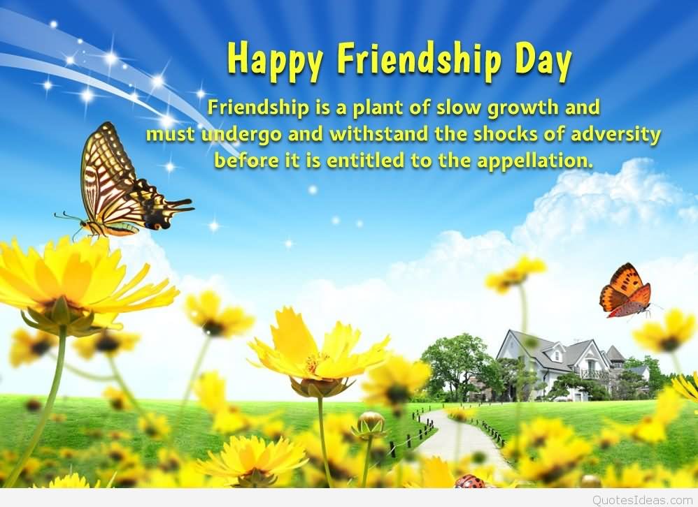 Friendship Is A Plant Of Slow Growth And Must Undergo Happy Friendship Day Greeting Card