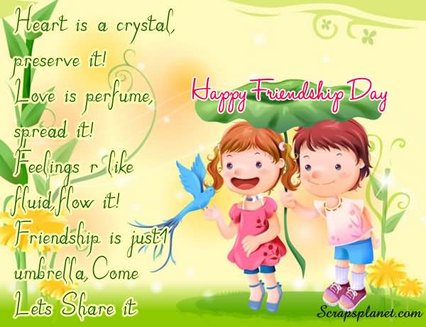 Friendship Is Just 1 Umbrella Come Lets Share It Happy Friendship Day Greeting Card