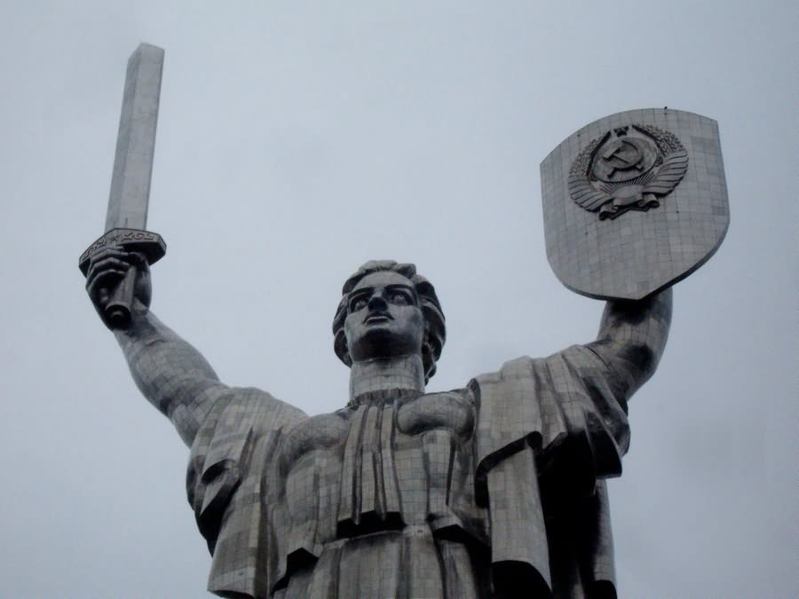 Front Closeup View Of The Mother Motherland Statue In Kiev, Ukraine