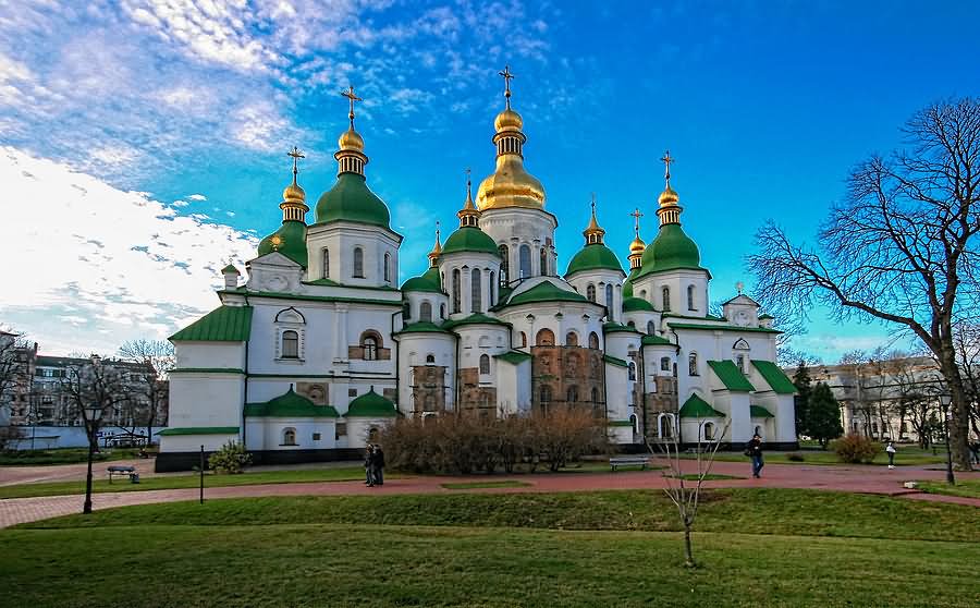 Front Facade Of The Saint Sophia Cathedral In Kiev, Ukraine