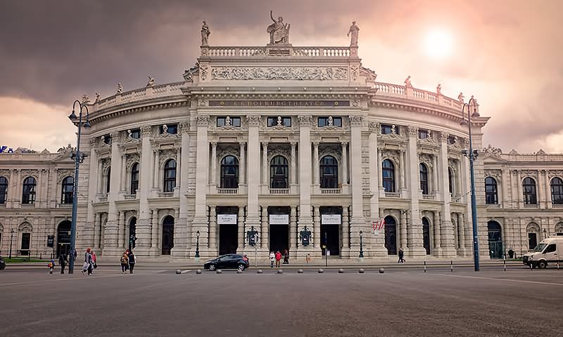 Front Facade View Of The Burgtheater In Vienna
