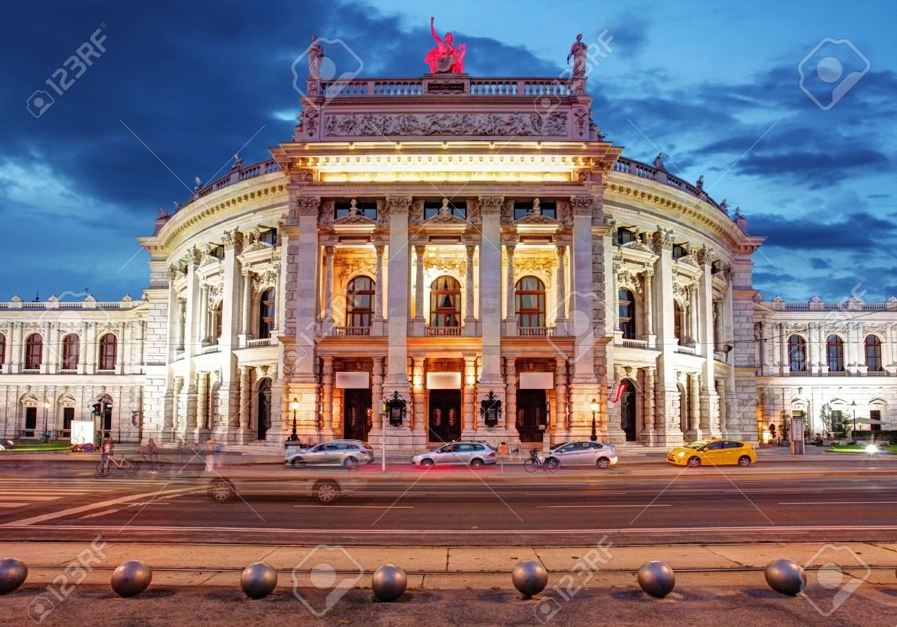 Front View Of The Burgtheater At Night