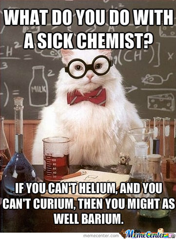 Funny Grumpy Cat What Do You Do With A Sick Chemist Meme Image