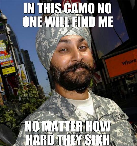 Funny Punjabi Meme In This Camo No One Will Find Me No Matter How Hard They  Sikh Picture
