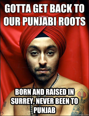 Gotta Get Back To Our Punjabi Roots Born And Raised In Surrey Never Been To Punjab Funny Punjabi Meme Image