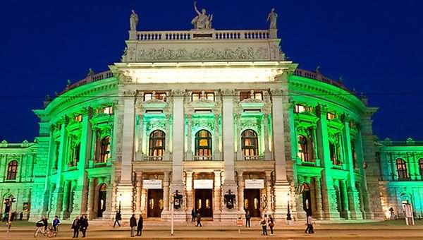 Green Lights On The Burgtheater At Night