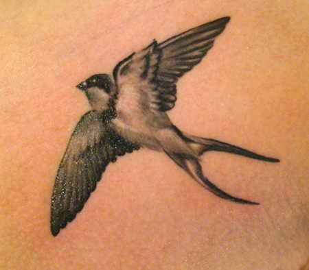 Grey And White Sparrow Tattoo