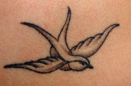 Grey Ink Flying Sparrow Tattoo Idea