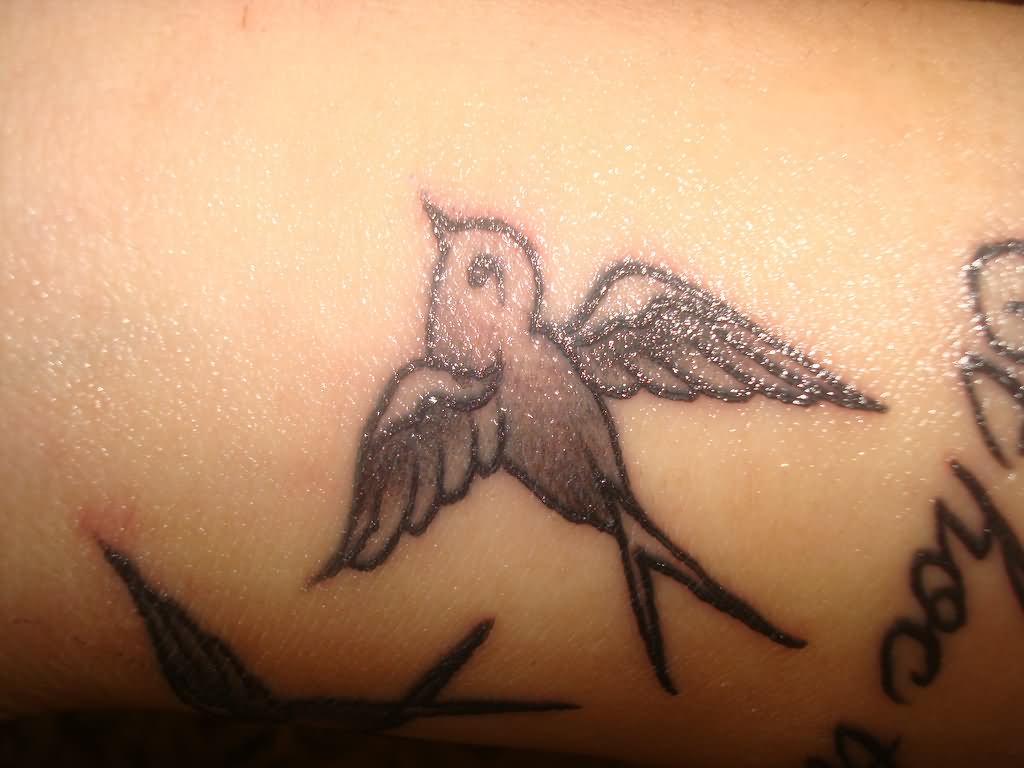 Grey Ink Sparrow Tattoo