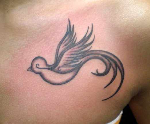 Grey Ink Swallow Sparrow Tattoo