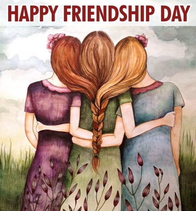 Happy Friendship Day Girls With One Hair Knot Picture