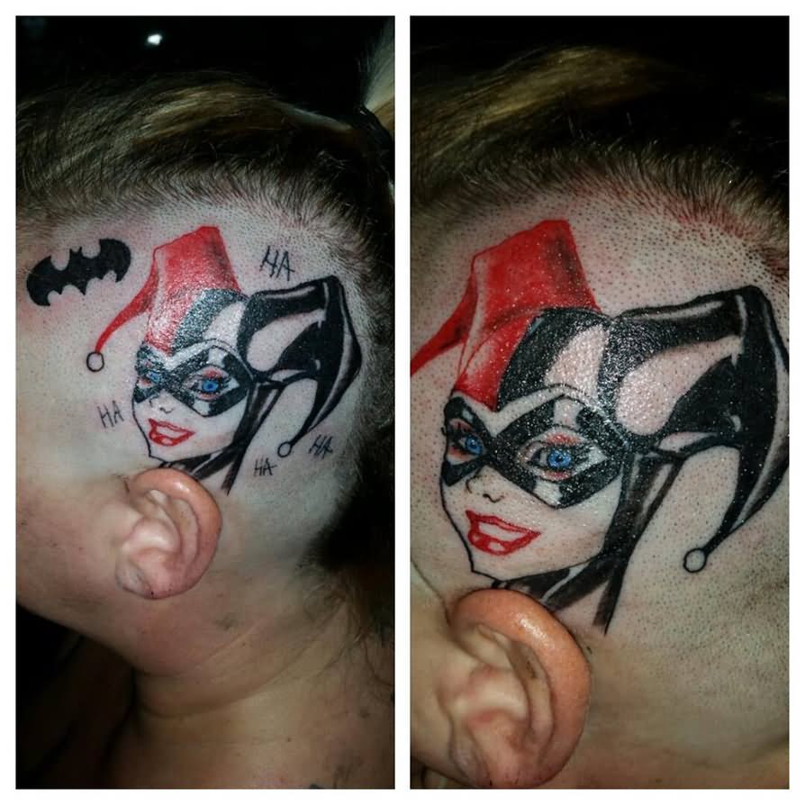 Harley Quinn Tattoo On Head by Chrisboehler