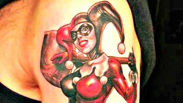 Harley Quinn Tattoo On Left Shoulder