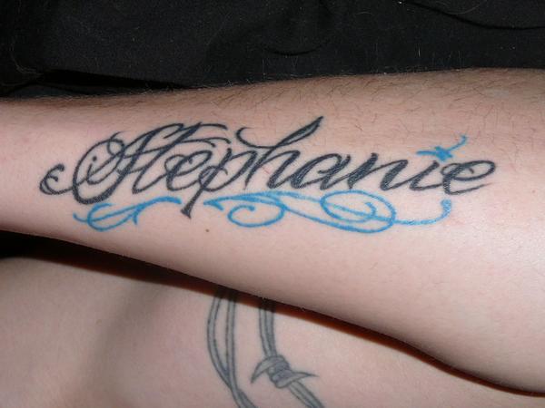 Hephanie Name Tattoo Design For Arm