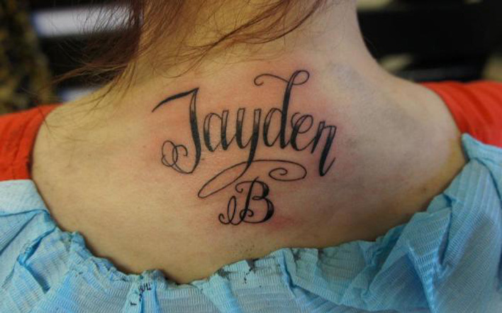 Jayden Name Tattoo Design For Girl Back Neck