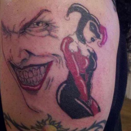 Joker Face And Harley Quinn Tattoo