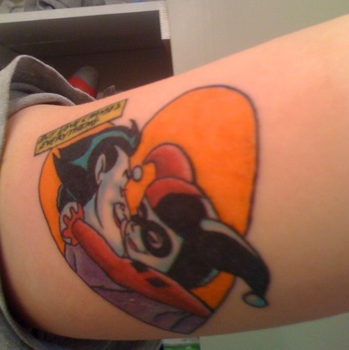 Joker Head And Harley Quinn Tattoo Idea