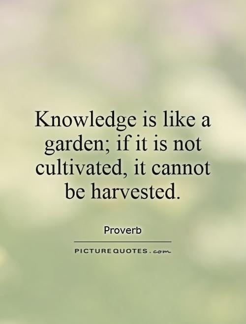 Knowledge is like a garden; if it is not cultivated, it cannot be harvested
